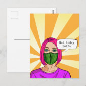 Pop art. 2021 Face Mask Lady Delta Covid Briefkaart (Voorkant / Achterkant)