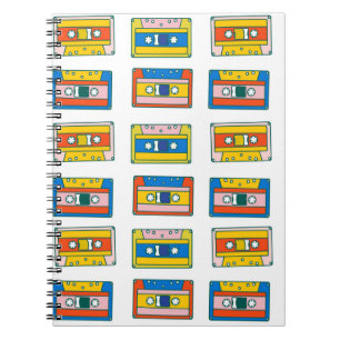 Pop art. 90s naadloos muziekcassettes. B Notitieboek