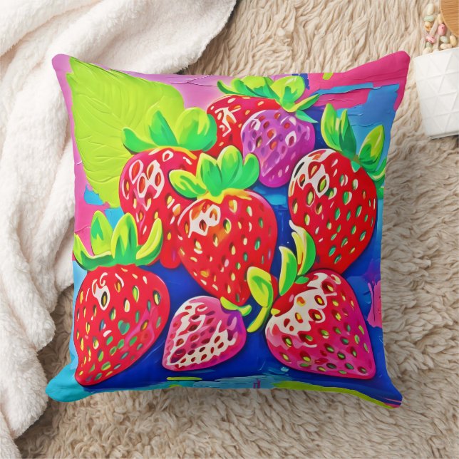 Pop Art Aardbeien Kussen (Deken)