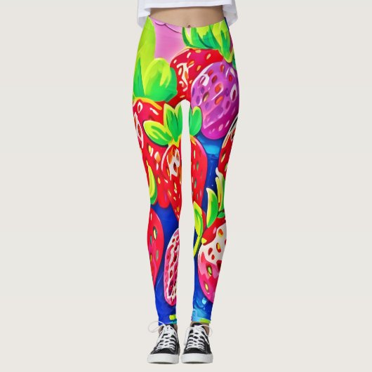 Pop Art Aardbeien Leggings (Voorkant)