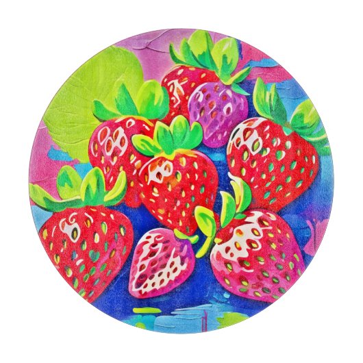 Pop Art Aardbeien Snijplank (Voorkant)