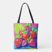 Pop Art Aardbeien Tote Bag (Achterkant)