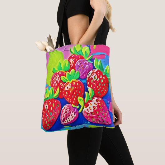 Pop Art Aardbeien Tote Bag (Dichtbij)