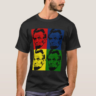 Pop art Abe Lincoln Portret 4 kleuren - T-shirt