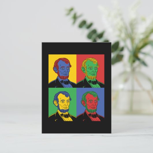 Pop Art Abraham Lincoln Briefkaart (Staand voorkant)