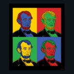 Pop Art Abraham Lincoln Poster<br><div class="desc">"Pop Art Abraham Lincoln" kunst die is ontworpen door creatieve shows en een iconisch Abraham Lincoln-portret in een kunststuk met vier panelen voor de pop! Dit is een geweldig cadeau voor familie, vrienden, of een traktatie voor jezelf! Deze grappige afbeelding is een geweldige aanvulling op iemands stijl. bCreative is een...</div>