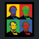 Pop Art Abraham Lincoln Poster<br><div class="desc">"Pop Art Abraham Lincoln" kunst die is ontworpen door creatieve shows en een iconisch Abraham Lincoln-portret in een kunststuk met vier panelen voor de pop! Dit is een geweldig cadeau voor familie, vrienden, of een traktatie voor jezelf! Deze grappige afbeelding is een geweldige aanvulling op iemands stijl. bCreative is een...</div>