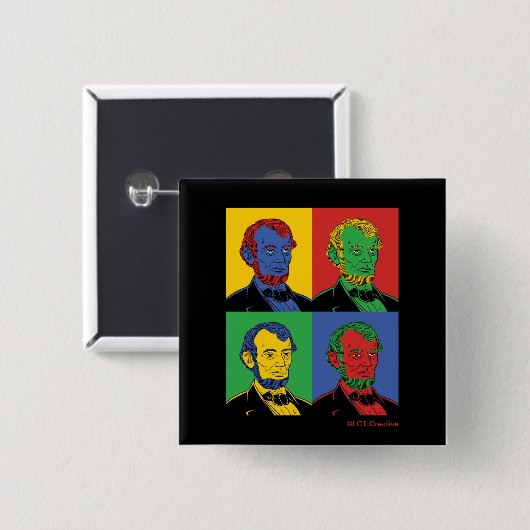 Pop Art Abraham Lincoln Vierkante Button 5,1 Cm (Voorkant /achterkant)