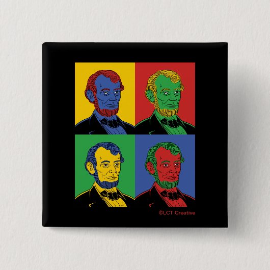 Pop Art Abraham Lincoln Vierkante Button 5,1 Cm (Voorkant)