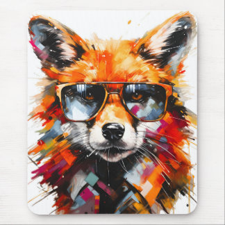 Pop Art Abstract Dieren Vos Zonnebril Portret Muismat
