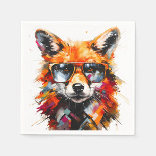 Pop Art Abstract Dieren Vos Zonnebril Portret Servet