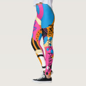 Pop Art Abstract Patroon Levendige Kleuren Quote Leggings (Links)