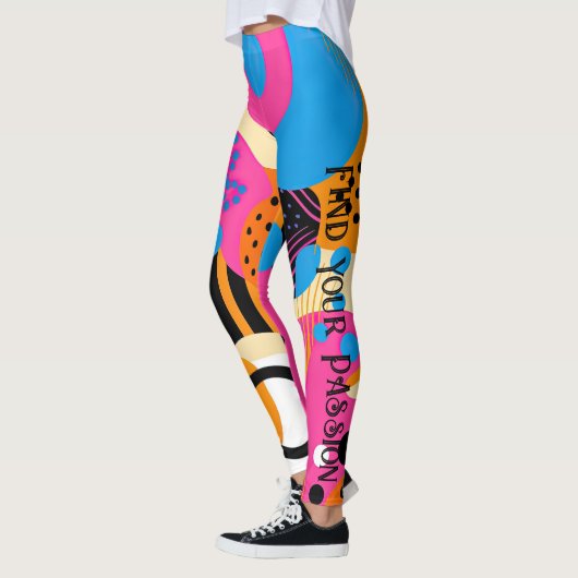 Pop Art Abstract Patroon Levendige Kleuren Quote Leggings (Links)