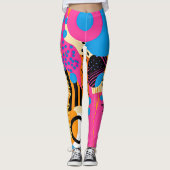Pop Art Abstract Patroon Levendige Kleuren Quote Leggings (Voorkant)