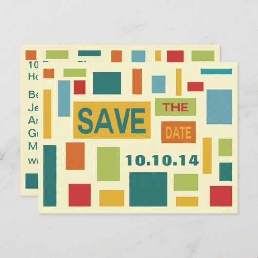Pop Art Abstract Save The Date Ansichtkaart Aankondigingskaart (Voorkant / Achterkant)