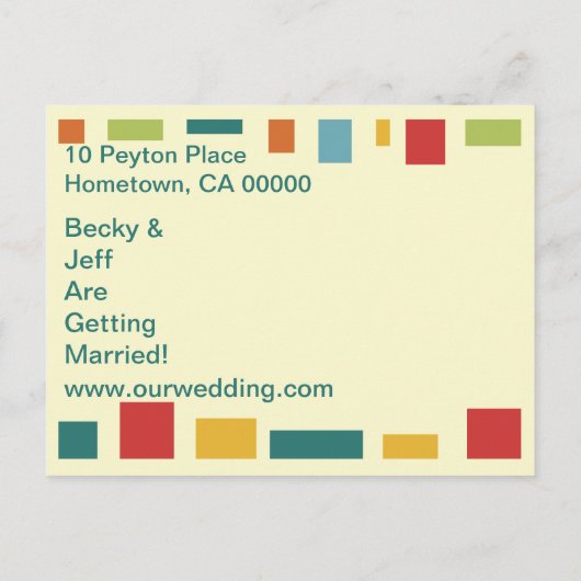 Pop Art Abstract Save The Date Ansichtkaart Aankondigingskaart (Achterkant)