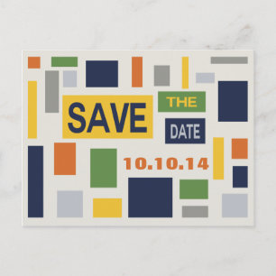 Pop Art Abstract Save The Date-ansichtkaart - Blau Aankondigingskaart
