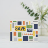 Pop Art Abstract Save The Date Ansichtkaart - Blau Aankondigingskaart (Staand voorkant)