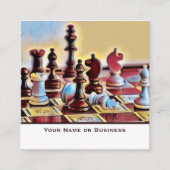 Pop Art Abstracte Chess Piecs Coach Club Vierkante Visitekaartje (Voorkant)