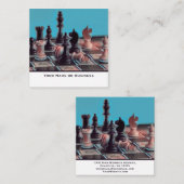 Pop Art Abstracte Chess Piecs Coach Club Vierkante Visitekaartje (Voorkant / Achterkant)