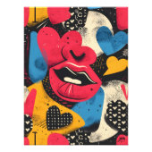 Pop Art Abstracto: Labios y Corazones Foto Afdruk (Voorkant)