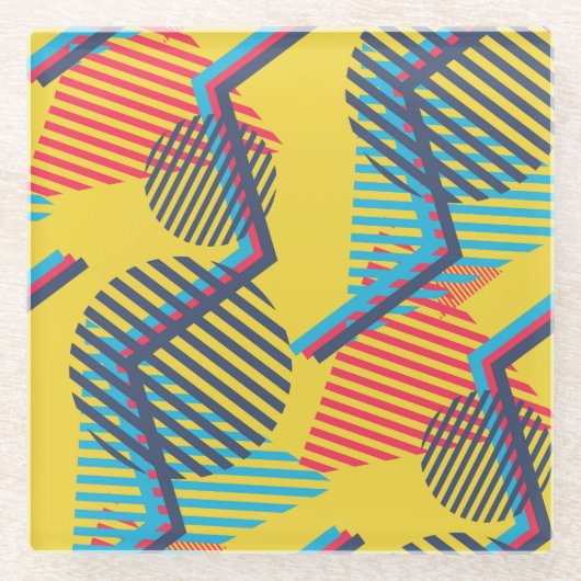Pop art achtergrond, abstracte geometrische textuu glazen onderzetter (Voorkant)