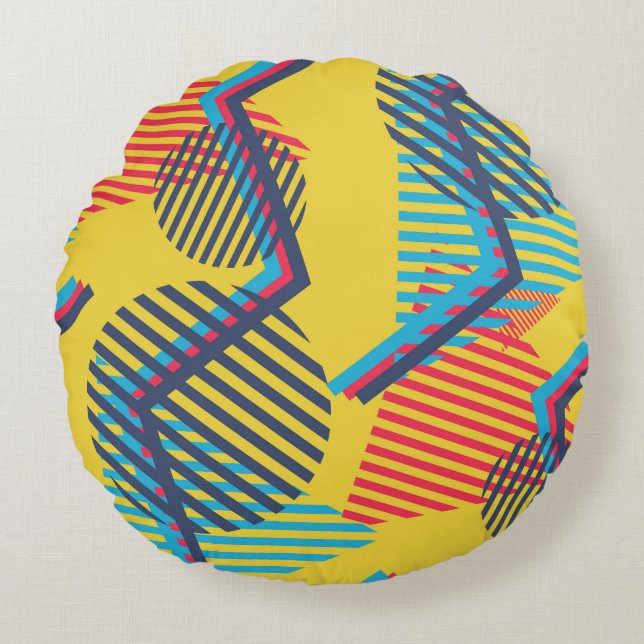 Pop art achtergrond, abstracte geometrische textuu rond kussen (Voorkant)
