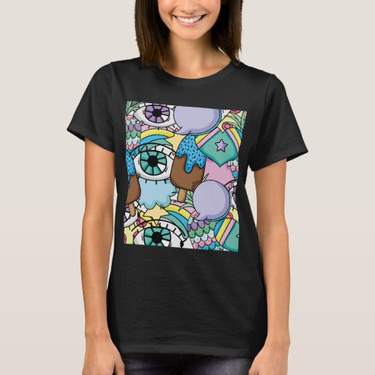 Pop Art Achtergrond Cartoon T-shirt (Voorkant)