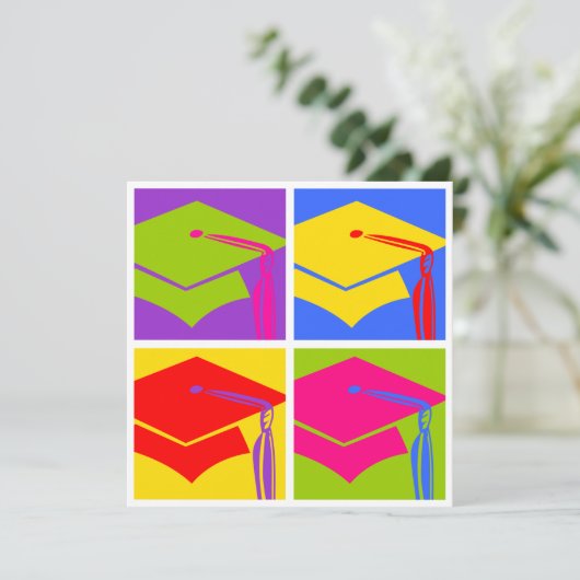 Pop Art Afstudeerder Kaart (Staand voorkant)