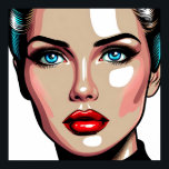 Pop Art AI stripboek Vrouw Gezicht Poster<br><div class="desc">Comic book stijl pop art vrouw met glasachtig gezicht.</div>