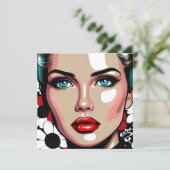 Pop Art Ai Stripboek Vrouwengezicht (Staand voorkant)