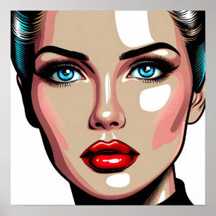 Pop Art Ai Stripboek Vrouwengezicht Poster
