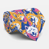 Pop Art Akita Dog Kleurrijke Patroon Stropdas (Opgerold)