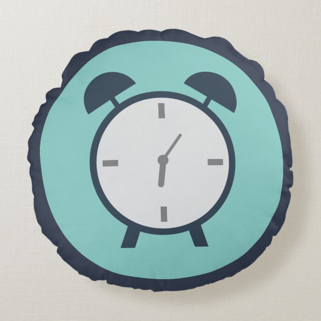 Pop Art Alarm Clock Blue Rond Kussen (Voorkant)