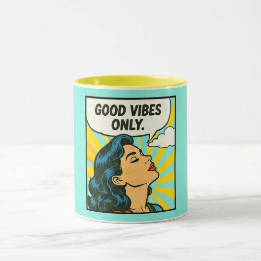 Pop Art “Alleen Goede Vibes” Mok (Midden)