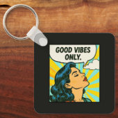 Pop Art “Alleen Goede Vibes” Sleutelhanger (Voorkant)