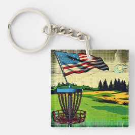  Pop Art American Flag Disc Golf Sleutelhanger