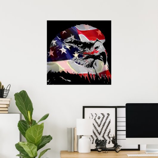 Pop Art American Flag Eagle Leadership Poster (Thuiskantoor)