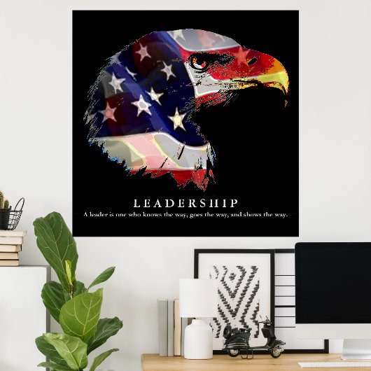 Pop Art American Flag Eagle Leadership Poster (Thuiskantoor)