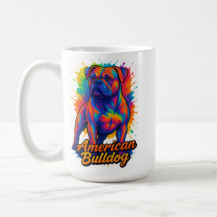 Pop Art Amerikaanse Bulldog - Levendige Neon Dog Koffiemok