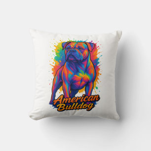 Pop Art Amerikaanse Bulldog - Levendige Neon Dog Kussen