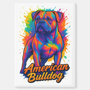 Pop Art Amerikaanse Bulldog - Levendige Neon Dog Magneet