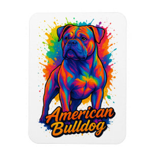 Pop Art Amerikaanse Bulldog - Levendige Neon Dog Magneet