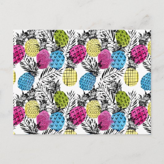 Pop Art Ananas en palmbladeren 2 Briefkaart (Voorkant)