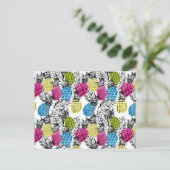 Pop Art Ananas en palmbladeren 2 Briefkaart (Staand voorkant)