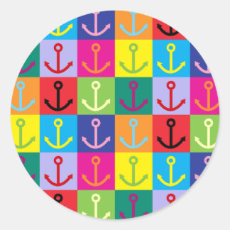 Pop Art Anchor Ronde Sticker