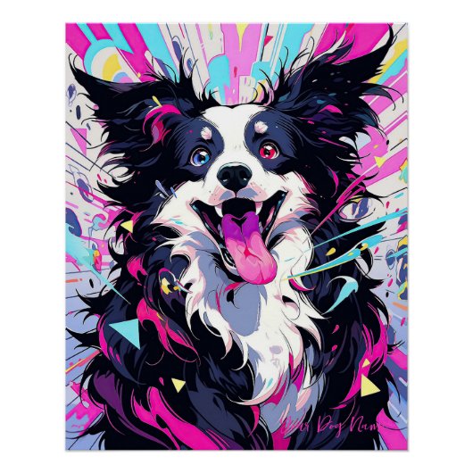 Pop Art Anime Border Collie Dog 001 - Victoria SAS Perfect Poster (Voorkant)