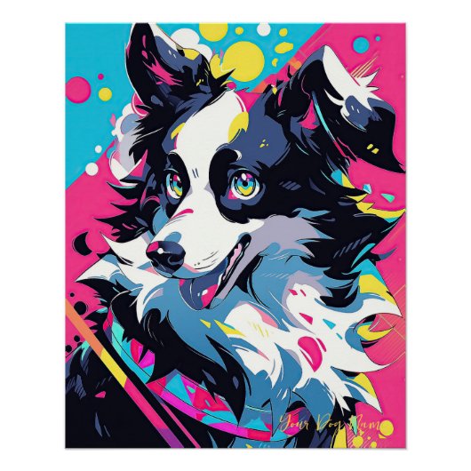 Pop Art Anime Border Collie Dog 004 - Victoria SAS Perfect Poster (Voorkant)