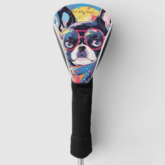 Pop Art Anime Boston Terrier Dog 004 - Victoria SA Golfheadcover (Voorkant)