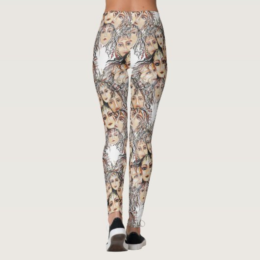 Pop Art Anime Pattern met Feminine Elements Leggings (Achterkant)